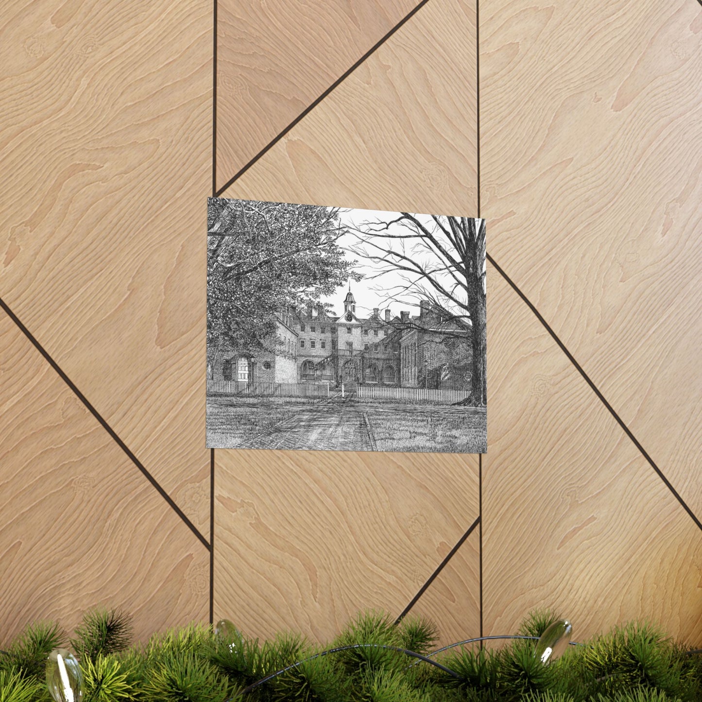 Wren Building, College of William and Mary Matte Poster — Pen and Ink Wall Art