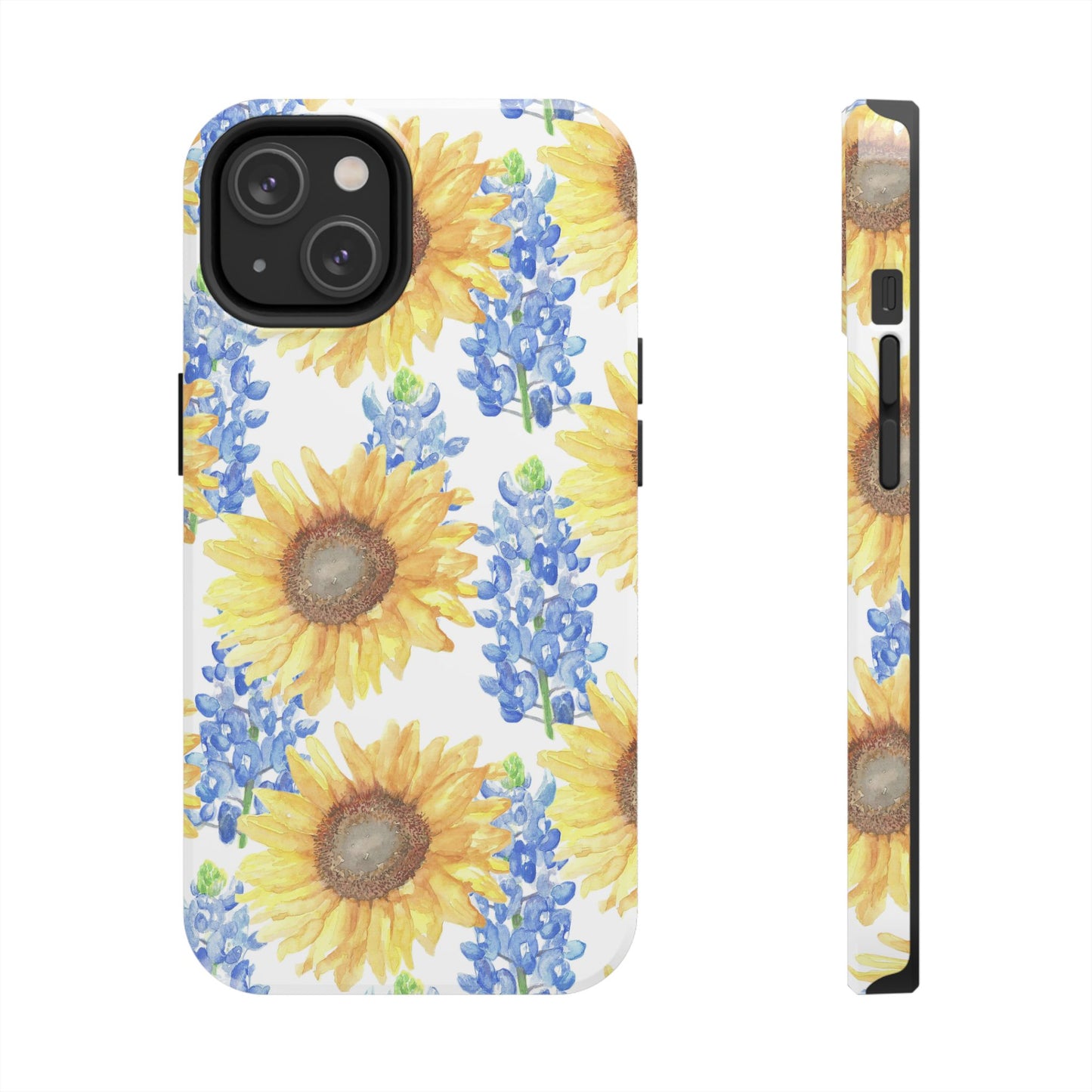 Sunflower and Bluebonnet Pattern Tough iPhone Cases