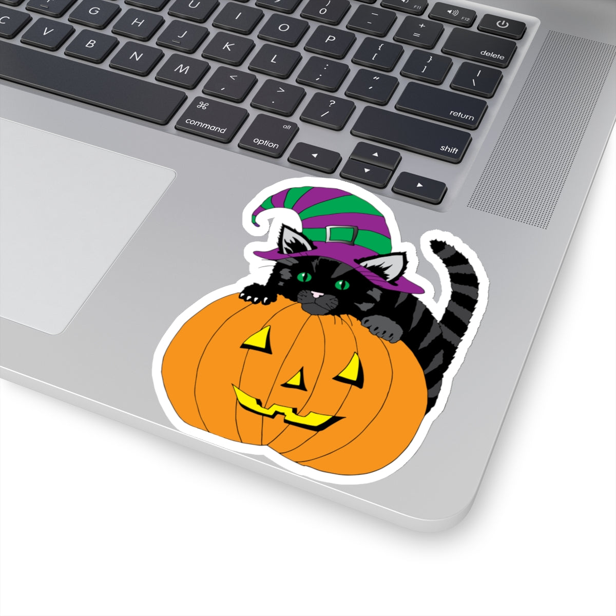 Kitten on Jack O' Lantern Kiss-Cut Stickers