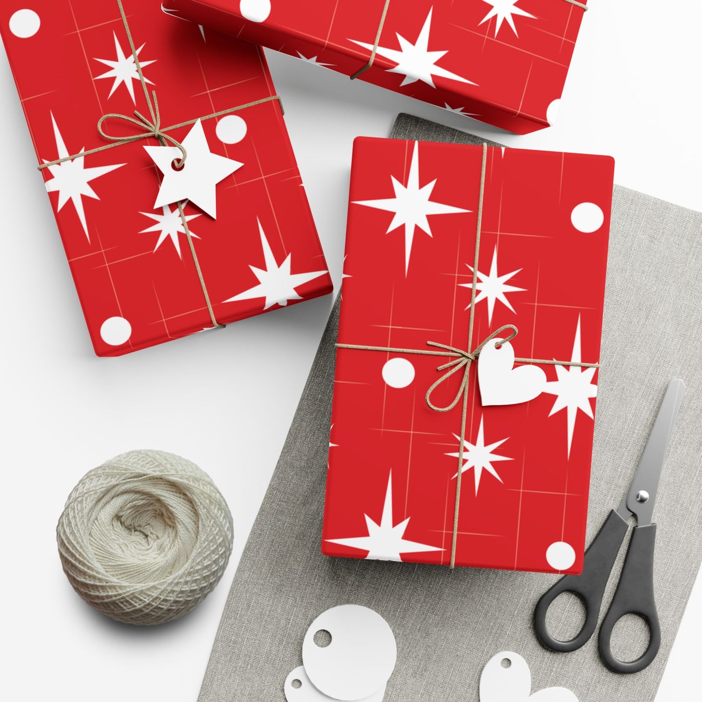 Christmas Star Red Gift Wrap Paper