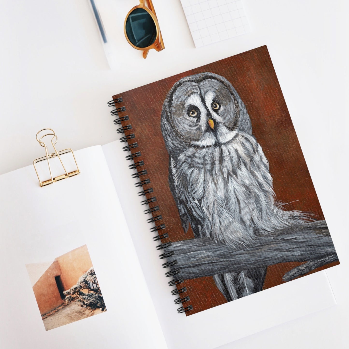 Owl Portrait Spiral Notebook — Ruled Lined Journal for Nature Lovers