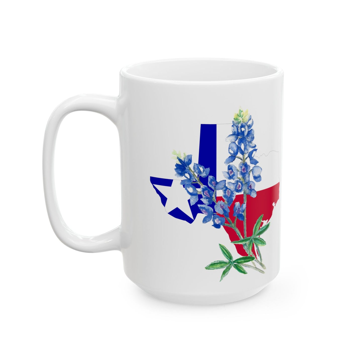 Texas Flag Floral Ceramic Mug — Bluebonnet State Pride Coffee Cup (11oz & 15oz)