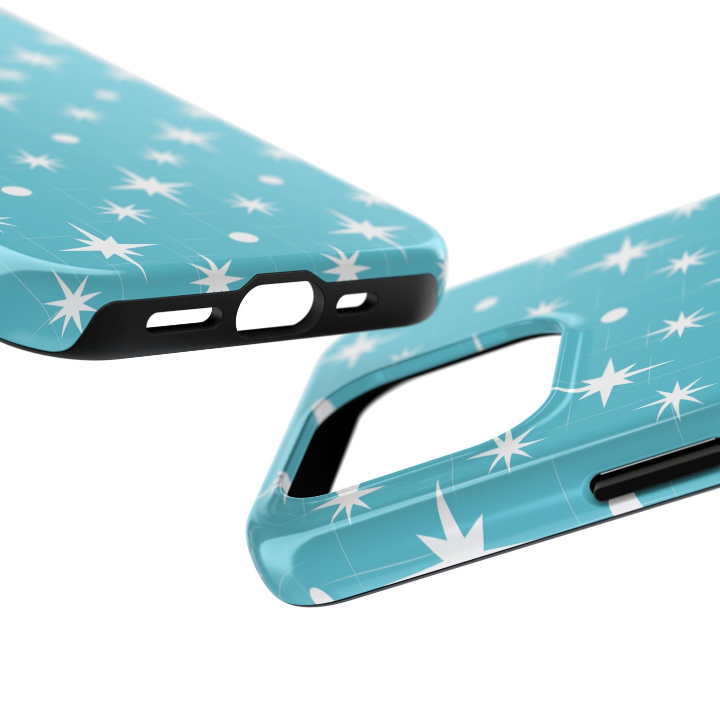 1950s Retro Star Pattern on Blue Tough iPhone Cases