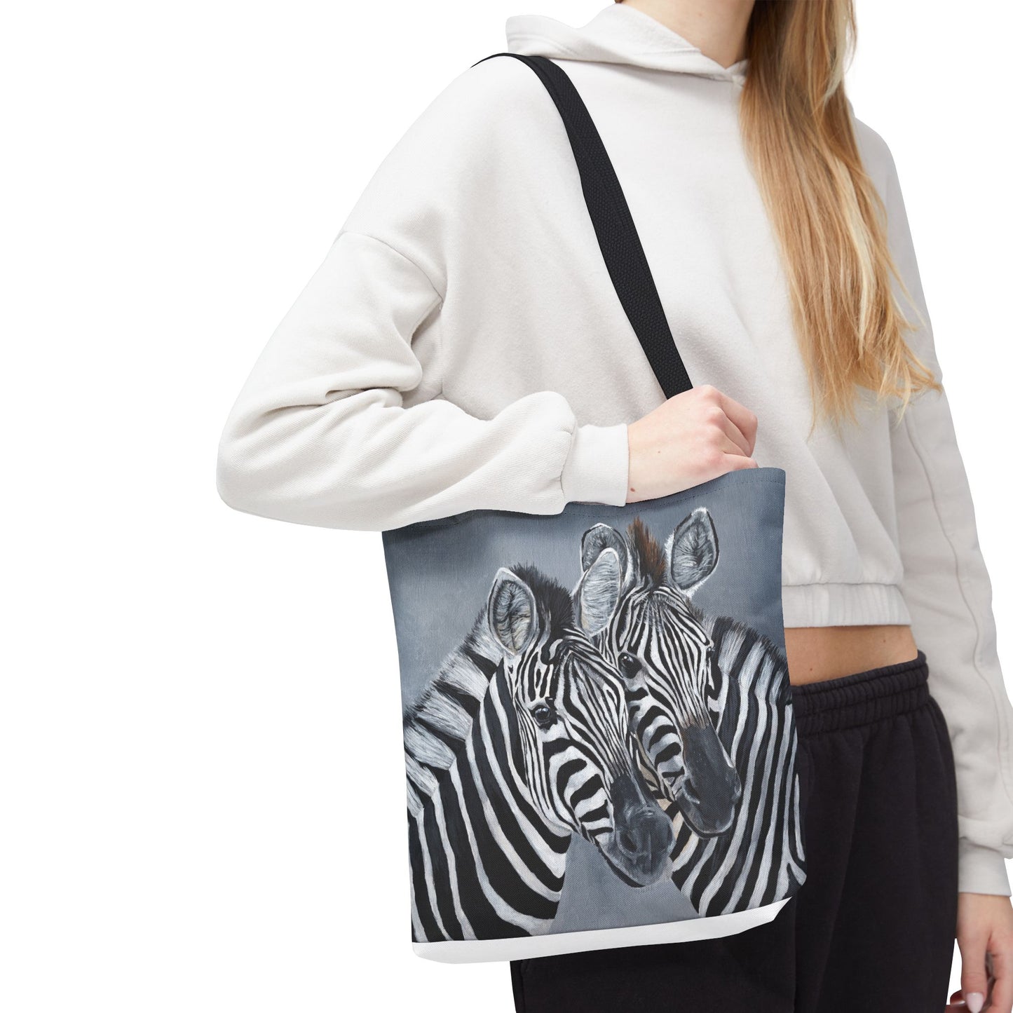 Zebra Pair Tote Bag — Artistic Black & White Animal Print Tote for Everyday Use