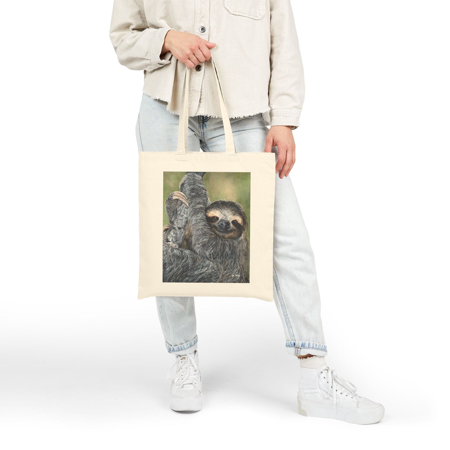 Sloth Canvas Tote Bag — Cute Hanging Sloth Reusable Shopper