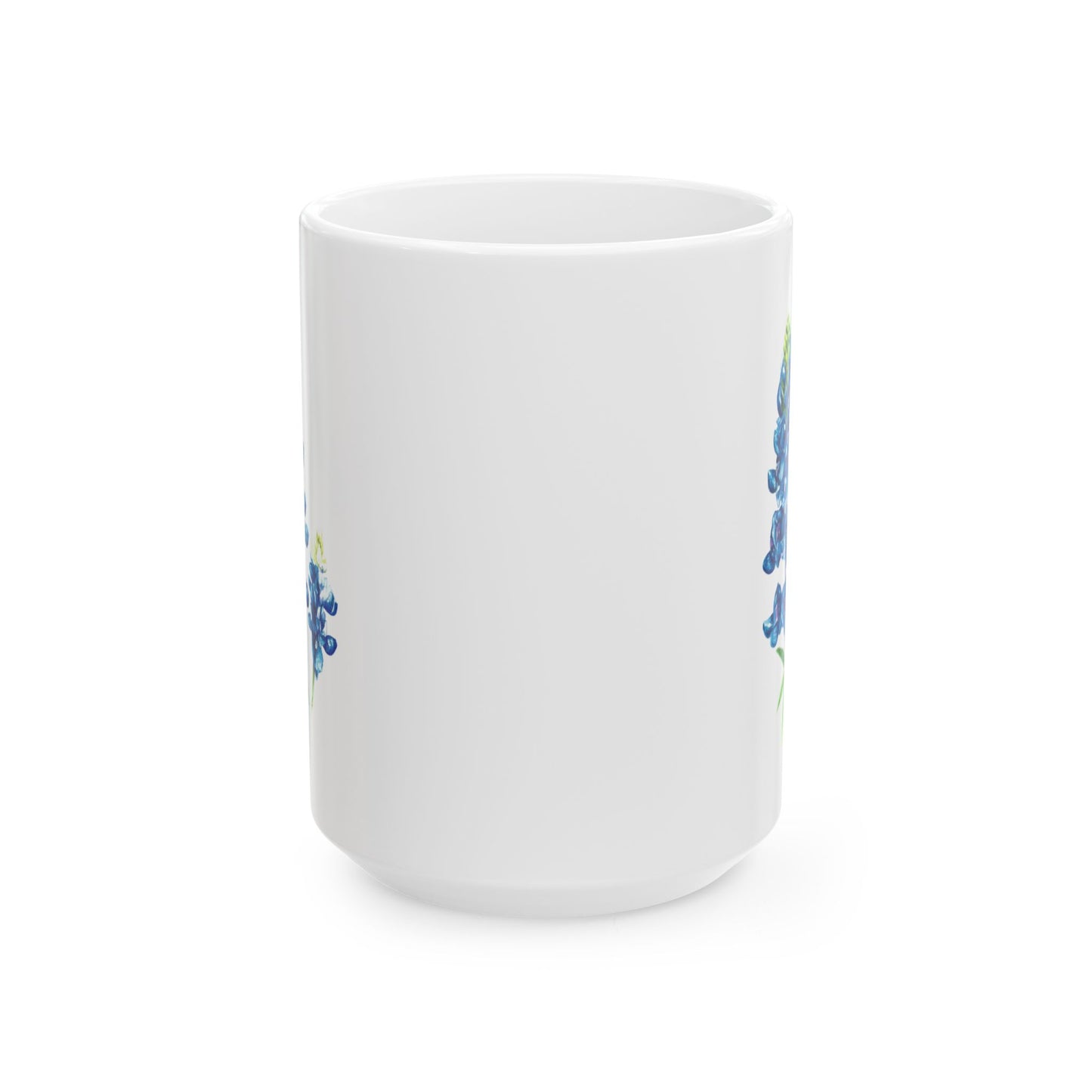 Bluebonnet Floral Ceramic Mug — Hand-Painted Bluebonnet Flowers Coffee Cup (11oz, 15oz)