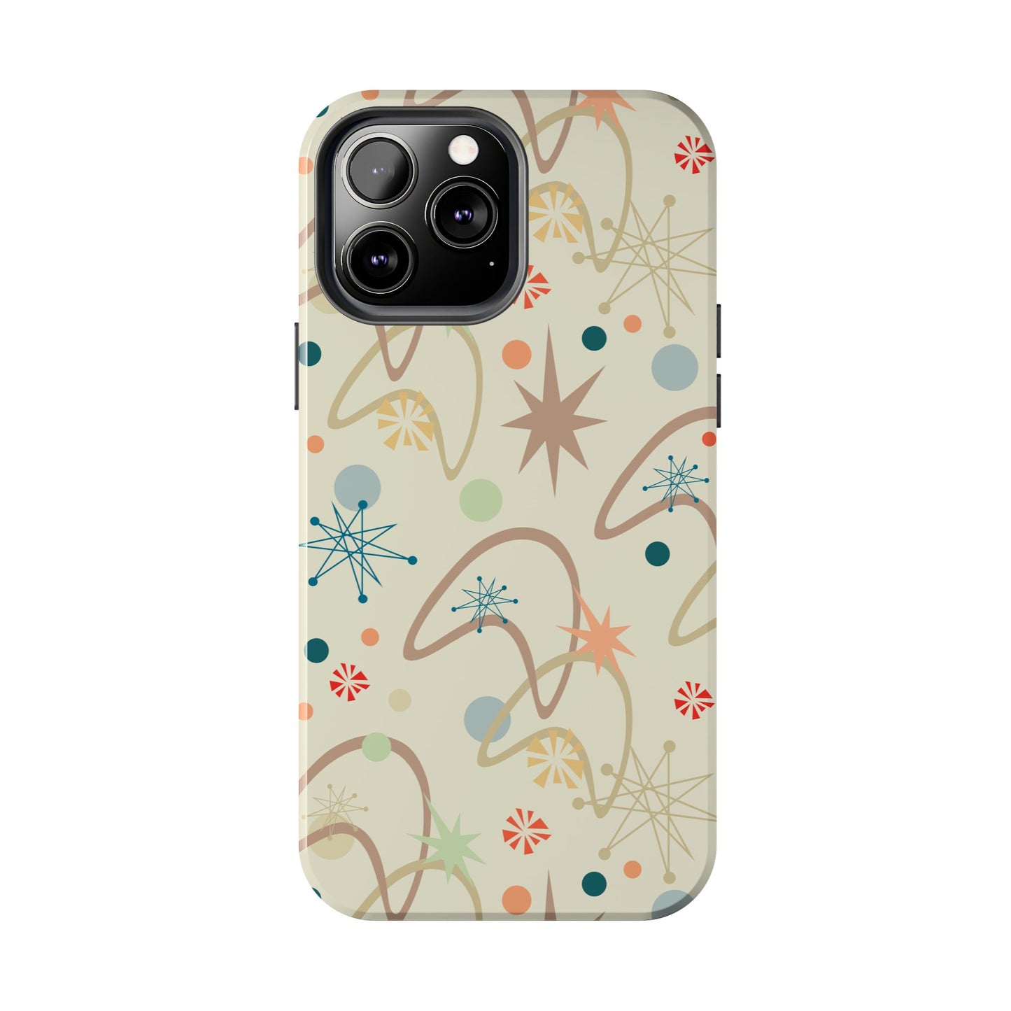 1950s Atomic Age Retro Pattern in Tan Tough iPhone Cases