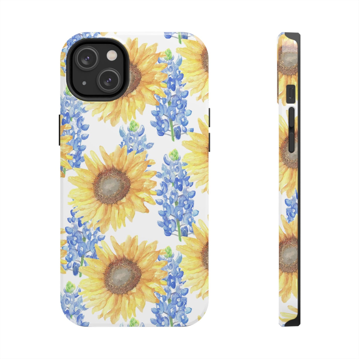 Sunflower and Bluebonnet Pattern Tough iPhone Cases