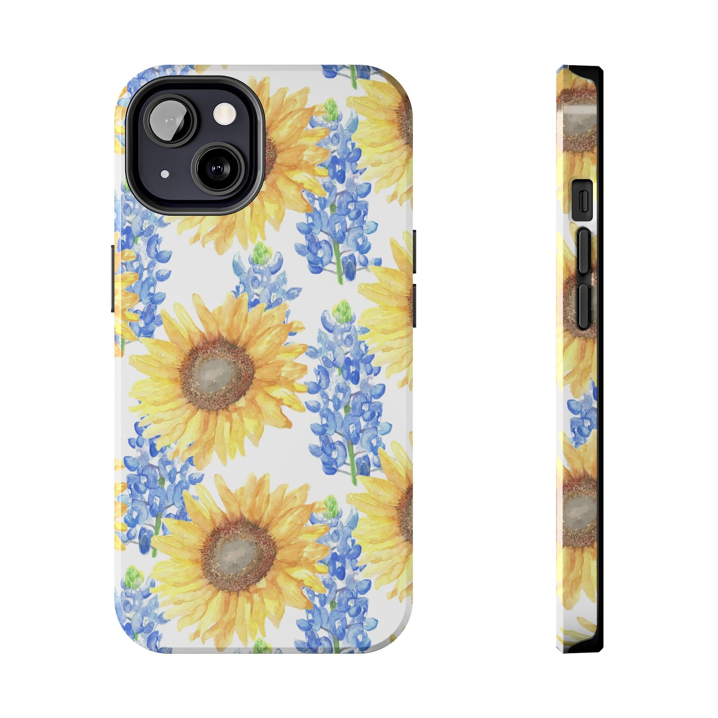 Sunflower and Bluebonnet Pattern Tough iPhone Cases