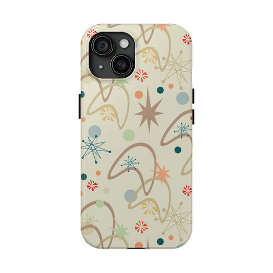 1950s Atomic Age Retro Pattern in Tan Tough iPhone Cases