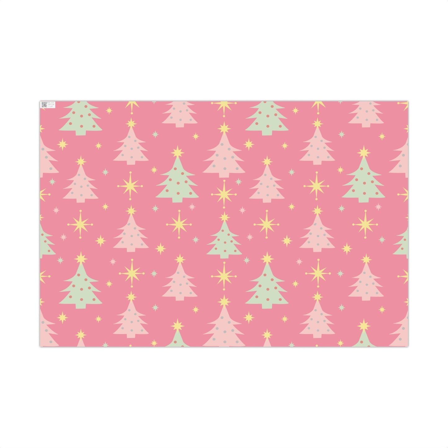 Pink Retro Christmas Tree Gift Wrap Paper — Holiday Wrapping Sheets