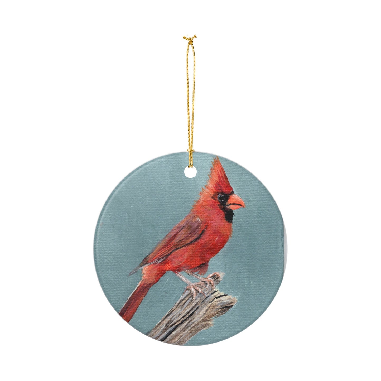 Cardinal Ceramic Ornament — Red Songbird Holiday Decoration