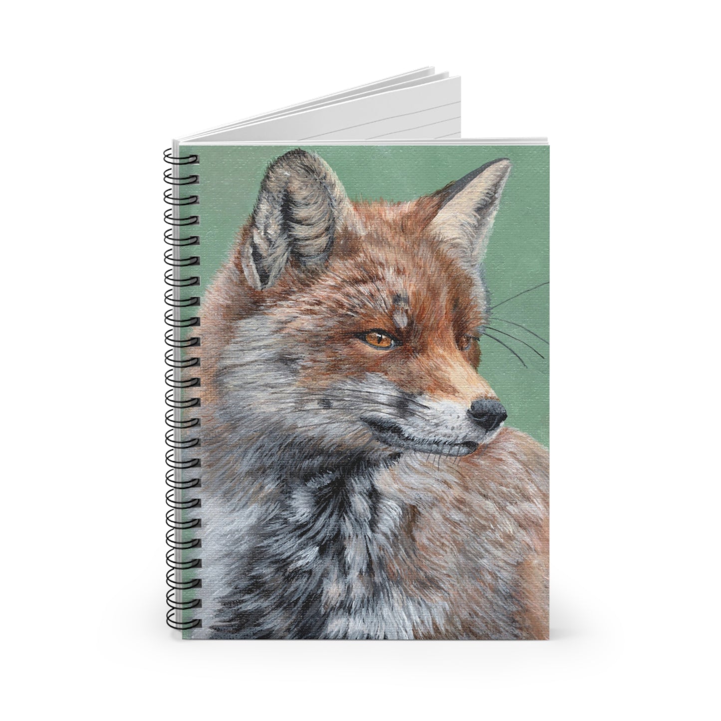 Fox Portrait Spiral Notebook — Rustic Wildlife Ruled Journal