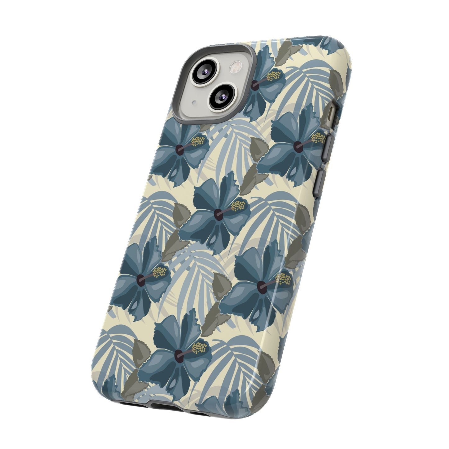 Blue Hibiscus in Earth Tones Tough Phone Cases