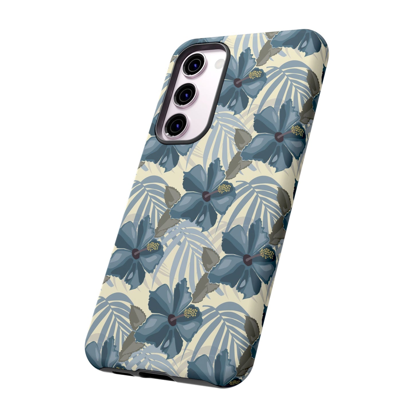 Blue Hibiscus in Earth Tones Tough Phone Cases