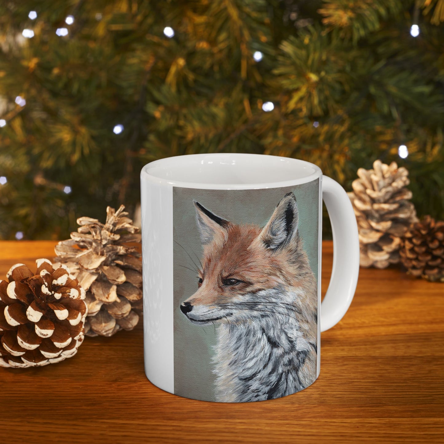Fox Portrait Ceramic Mug — Rustic Wildlife Coffee Cup (11oz & 15oz)