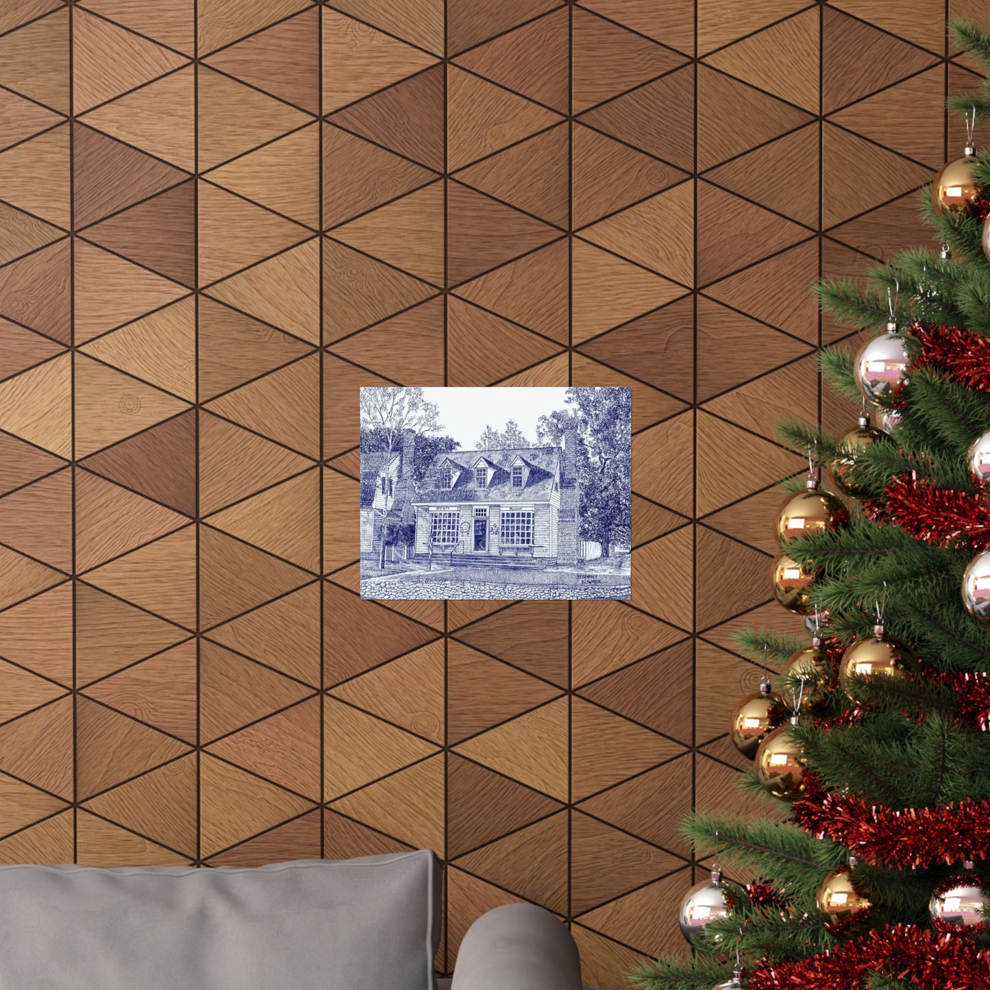 Colonial Williamsurg's William Pitt Shop in Blue Poster — Matte Horizontal Architectural Print