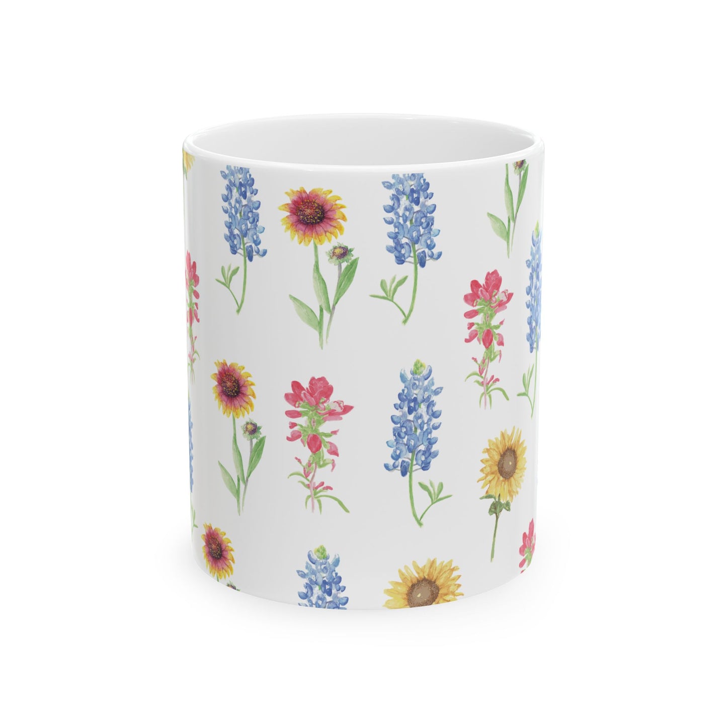 Texas Wildflower Pattern Ceramic Mug 11oz