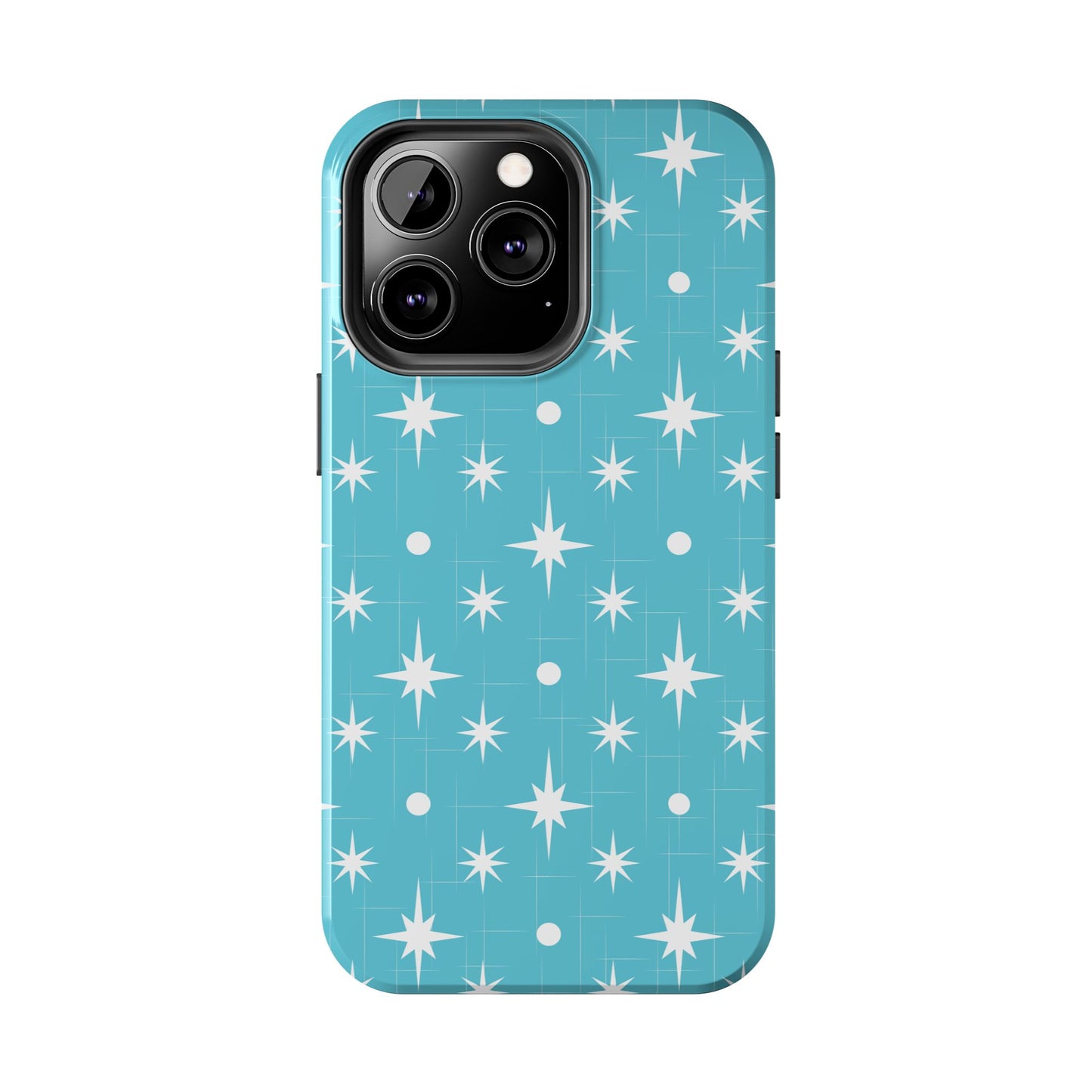 1950s Retro Star Pattern on Blue Tough iPhone Cases