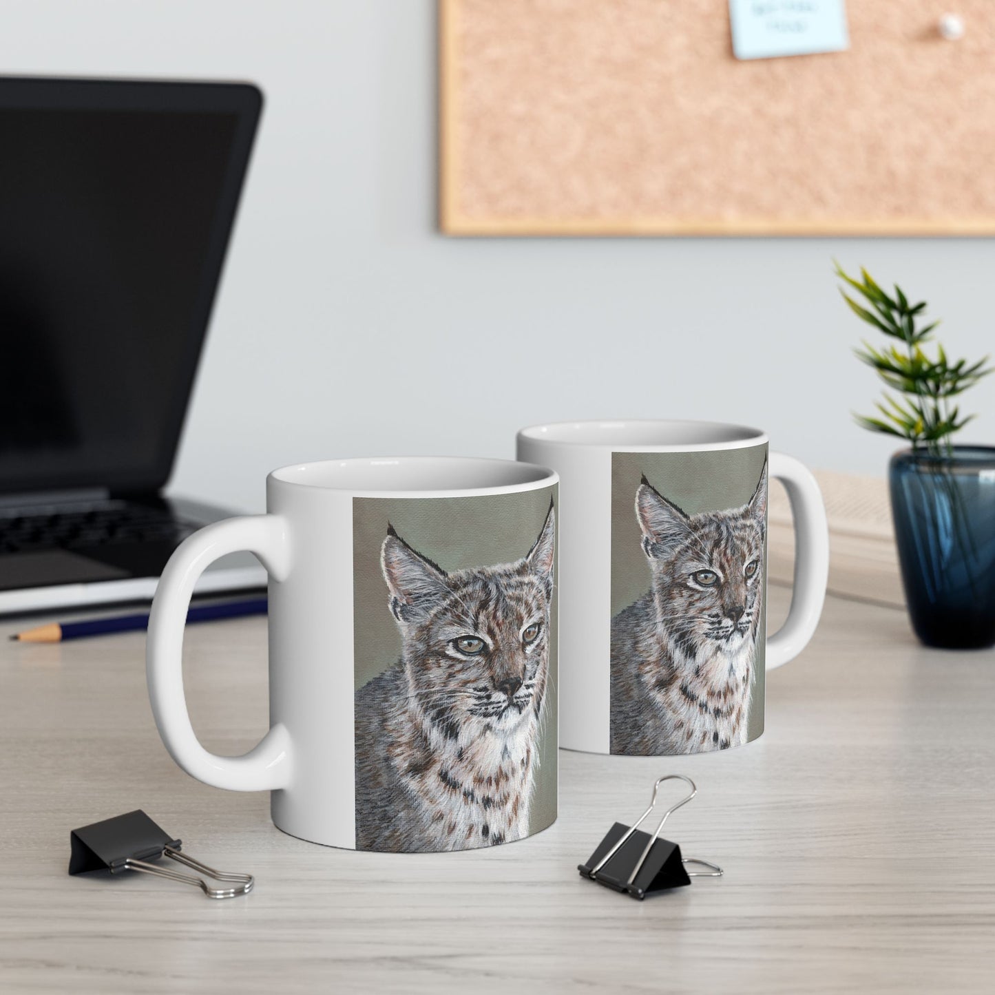 Lynx Portrait Ceramic Mug — Realistic Lynx Art, 11oz & 15oz