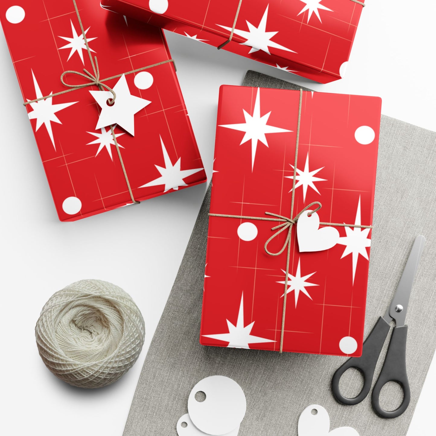 Christmas Star Red Gift Wrap Paper