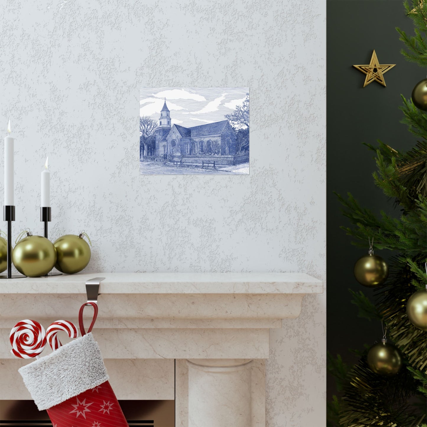 Colonial Williamsburg's Bruton Parish Church in Blue Matte Poster