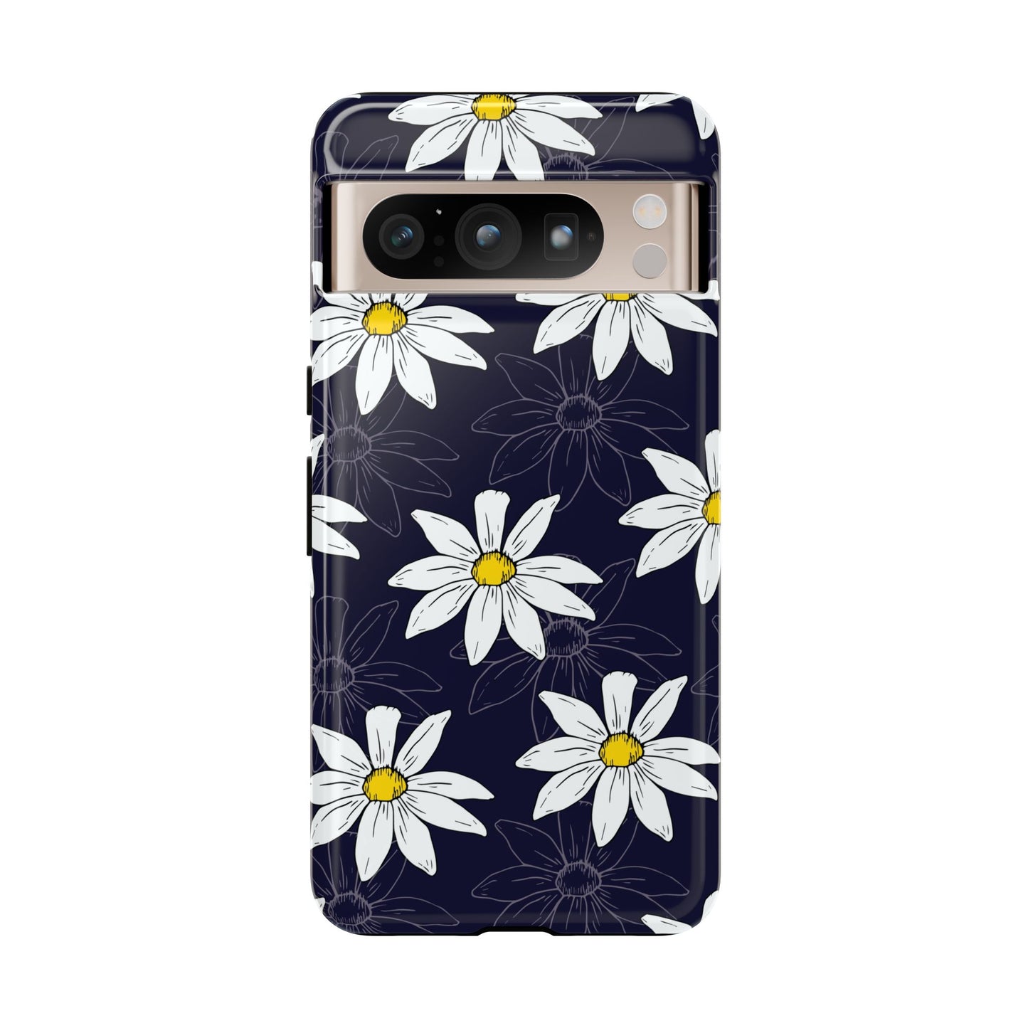 Daisies on Dark Blue Accent Phone Case