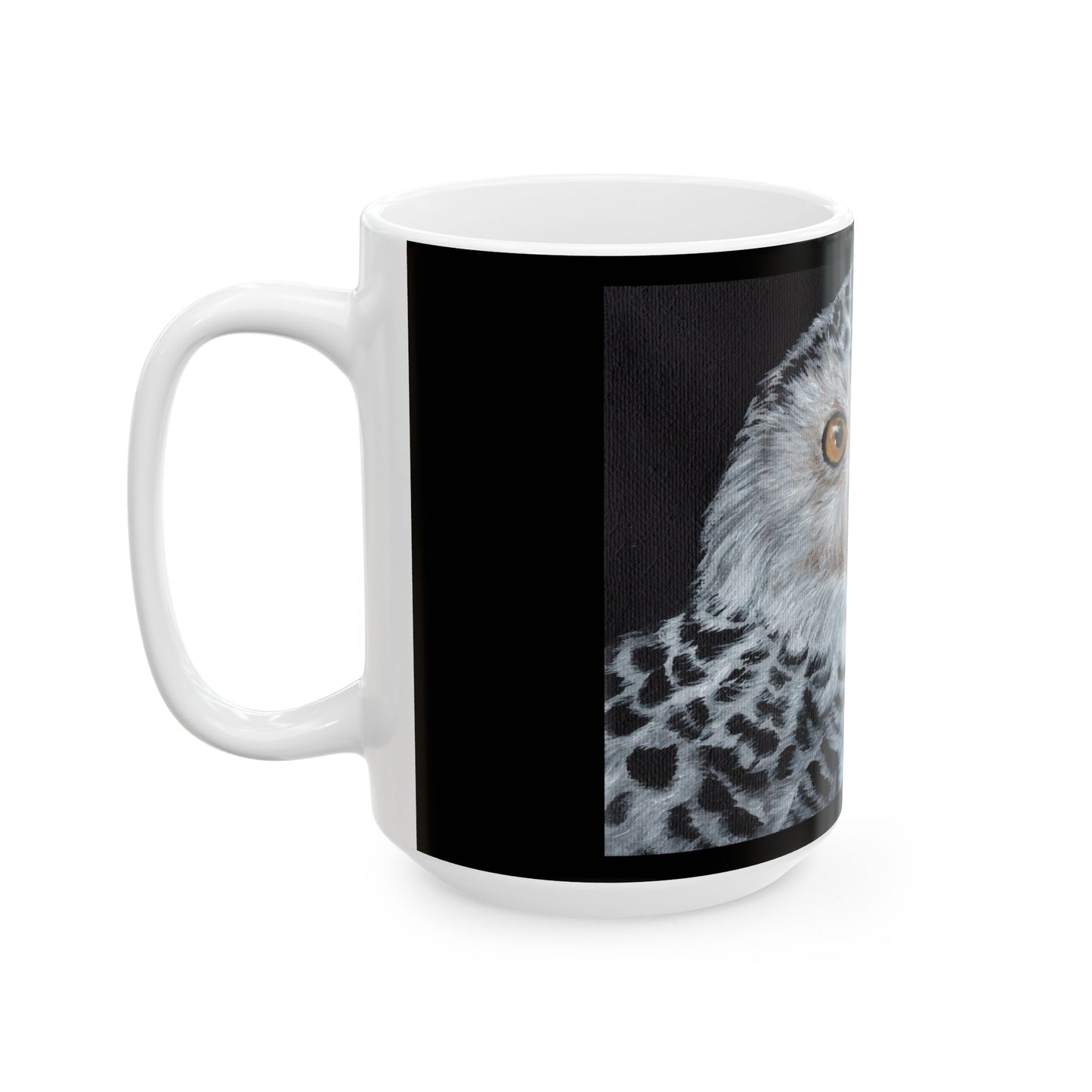Snowy Owl Ceramic Mug — Realistic Wildlife Coffee Cup (11oz & 15oz)