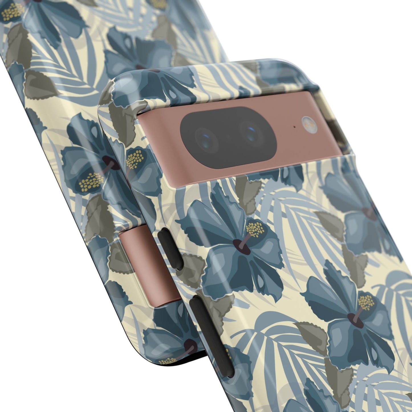 Blue Hibiscus in Earth Tones Tough Phone Cases