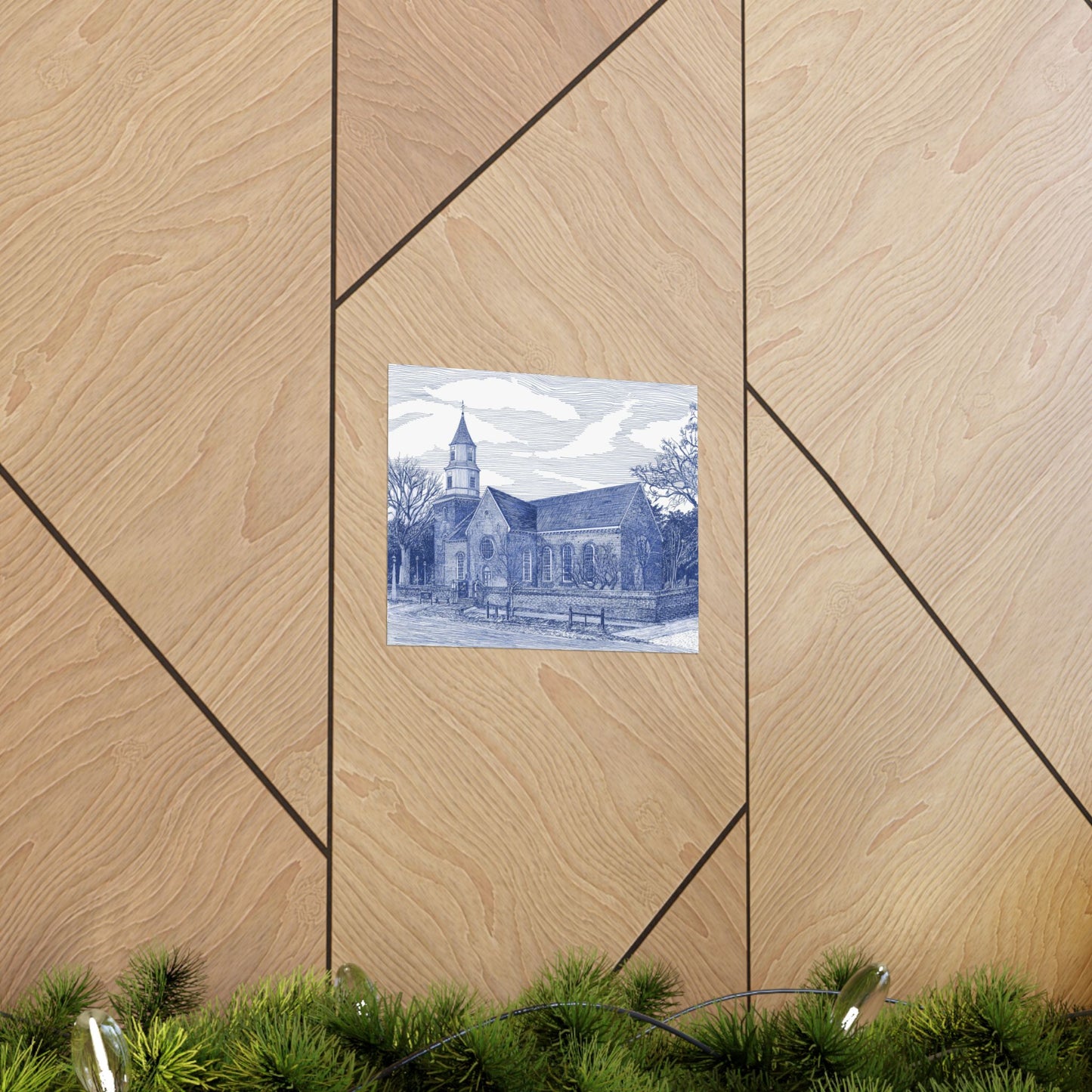 Colonial Williamsburg's Bruton Parish Church in Blue Matte Poster