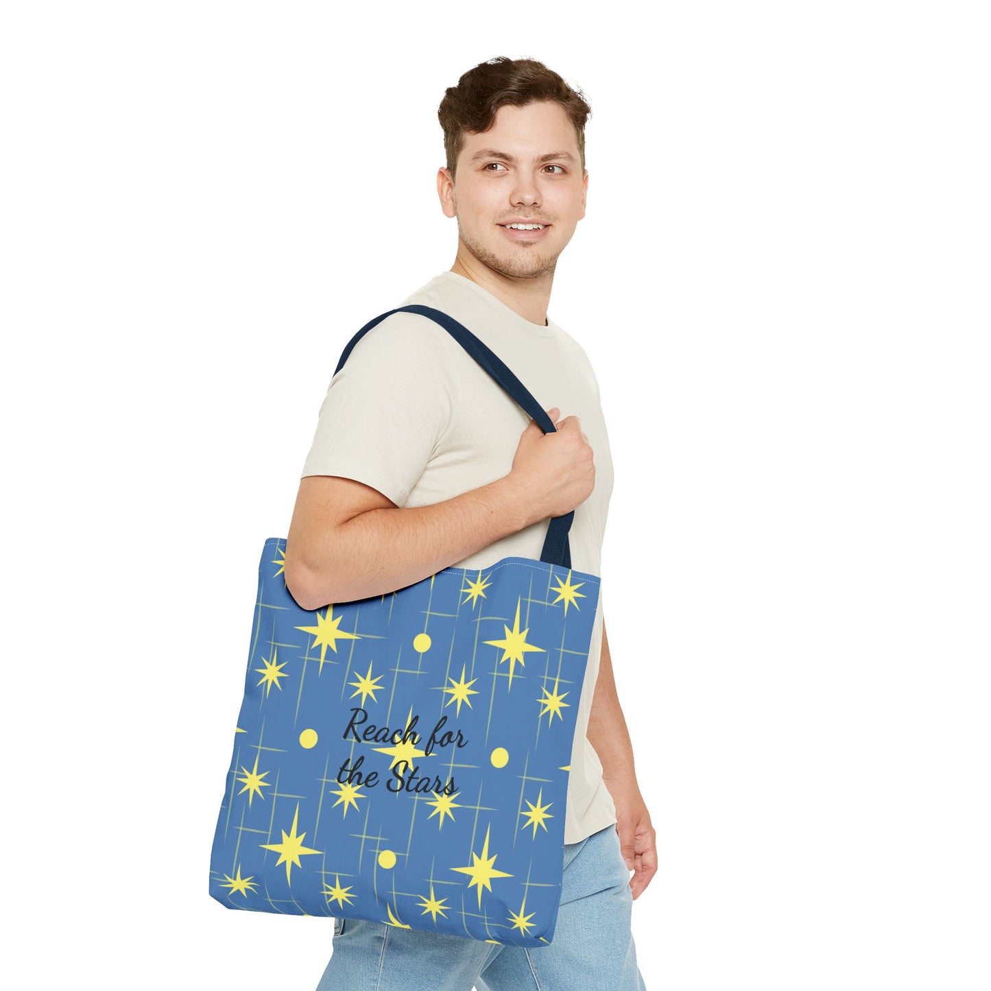Reach for the Stars Tote Bag — Inspirational Star Pattern All-Over Print