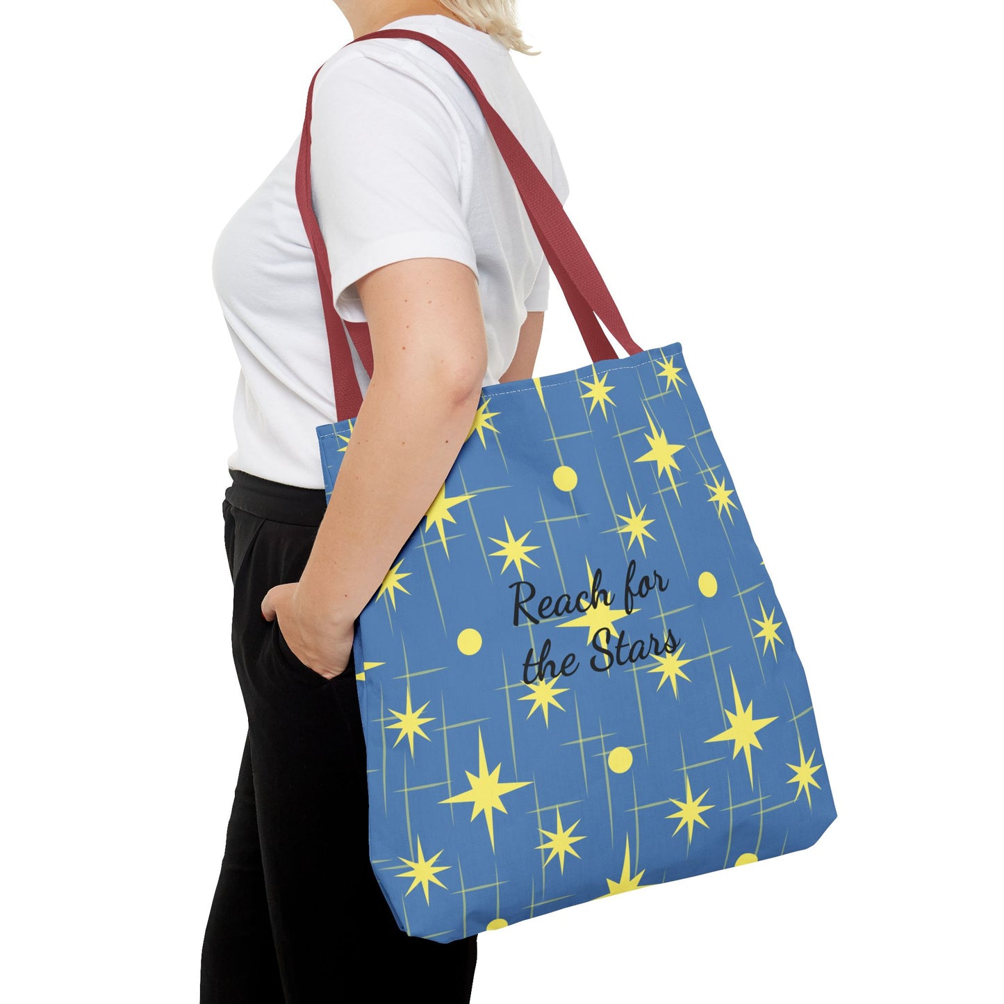 Reach for the Stars Tote Bag — Inspirational Star Pattern All-Over Print
