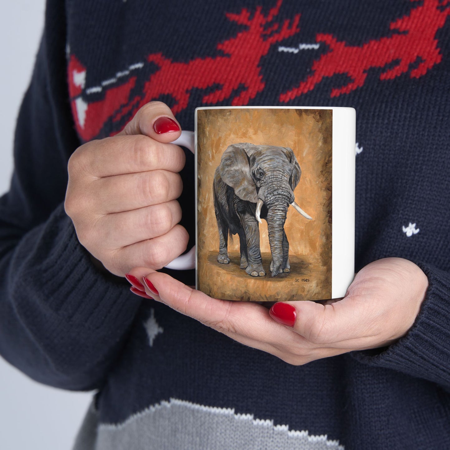 Elephant Portrait Ceramic Mug — Elephant Coffee Cup (11oz, 15oz)