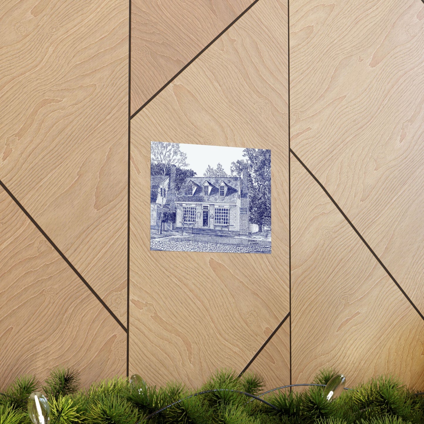 Colonial Williamsurg's William Pitt Shop in Blue Poster — Matte Horizontal Architectural Print