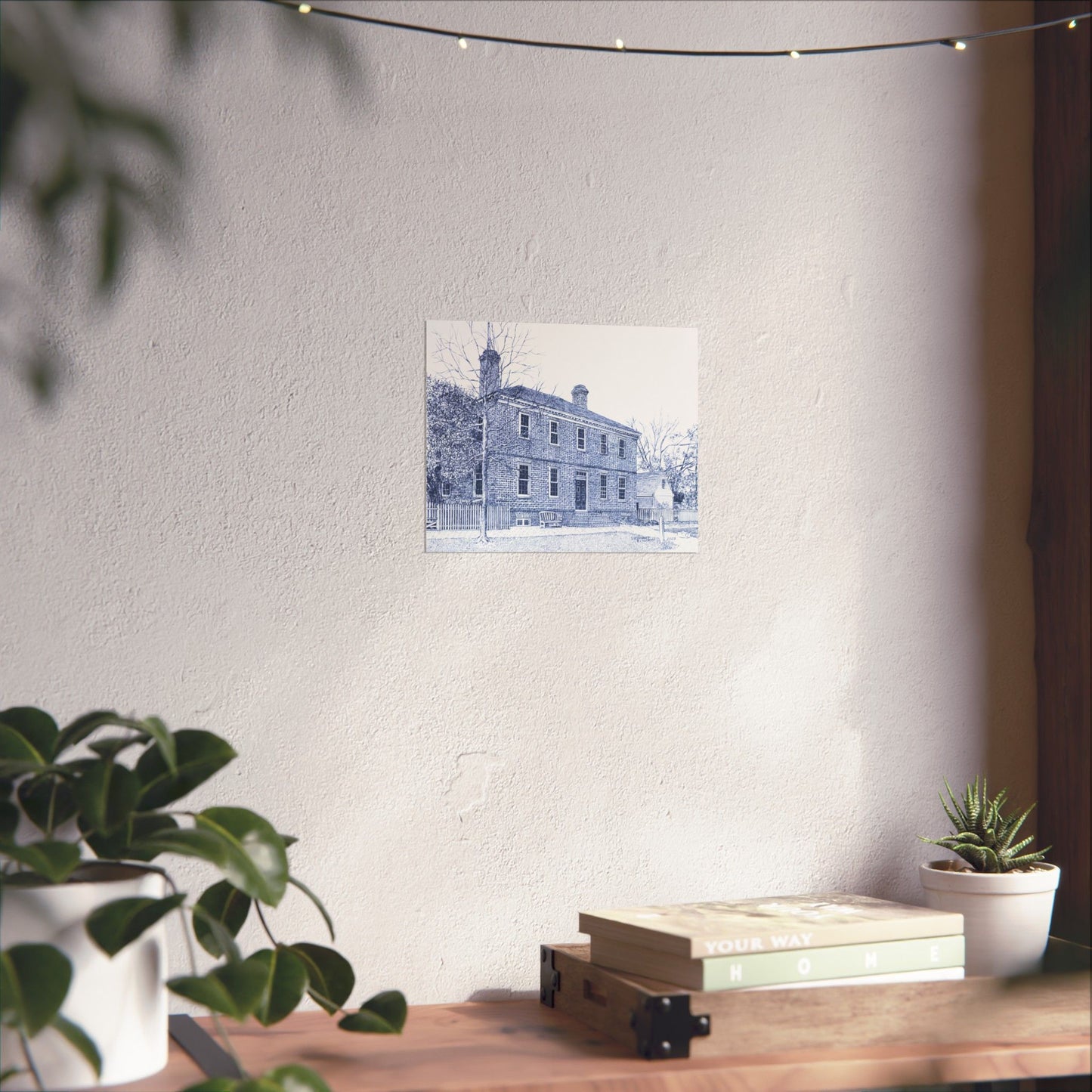 Colonial Williamsburg's Wythe House in Blue Poster — Matte Horizontal Architectural Print