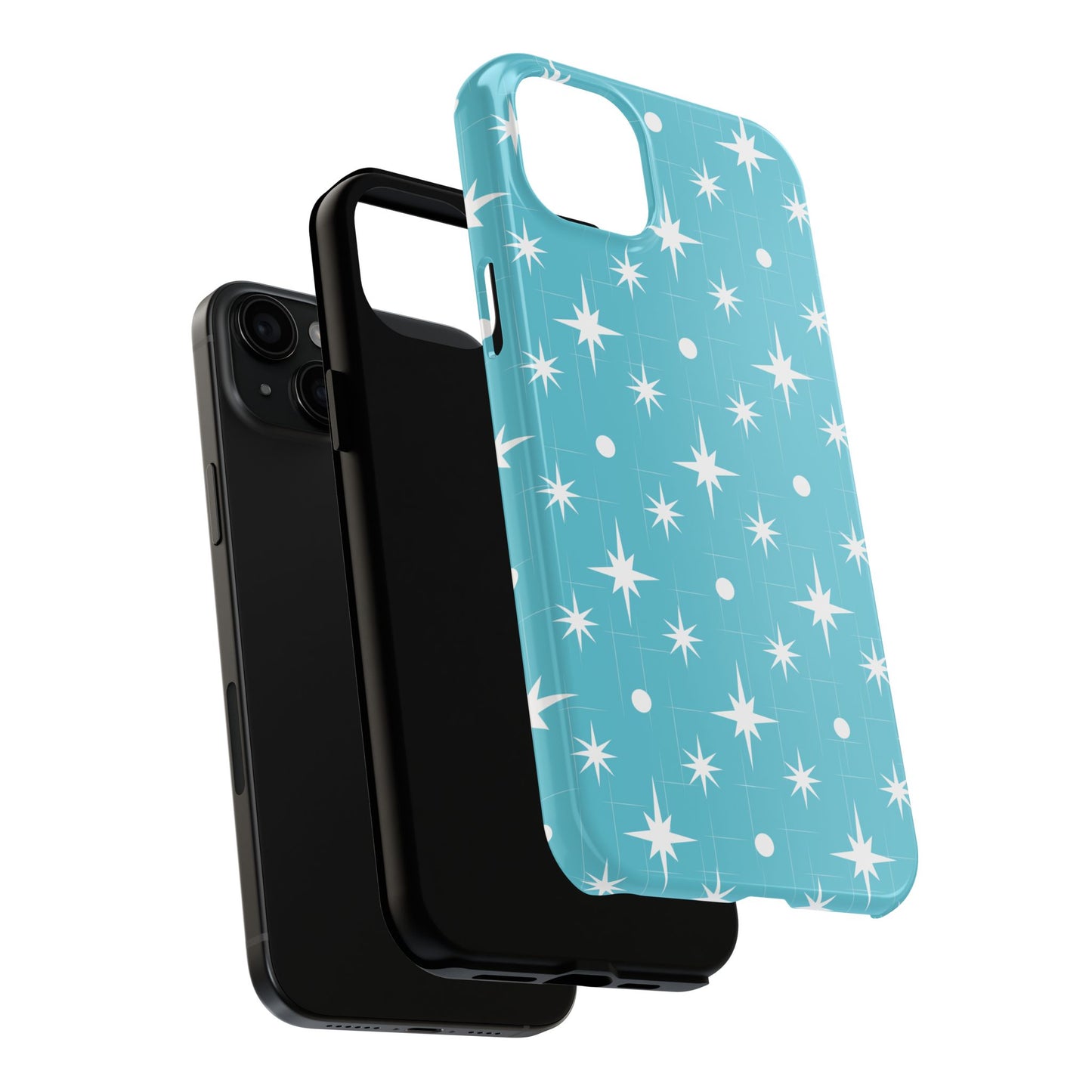 1950s Retro Star Pattern on Blue Tough iPhone Cases