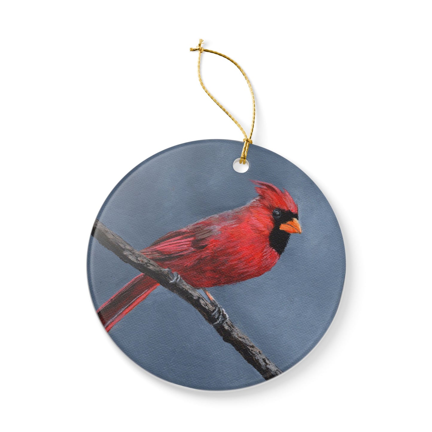 Cardinal Ceramic Ornament — Red Bird Holiday Decoration