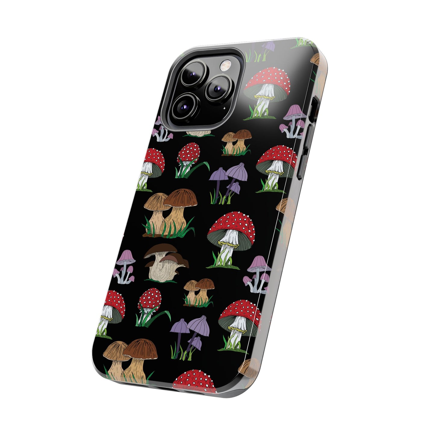 Mushroom Pattern on Black Tough iPhone Cases