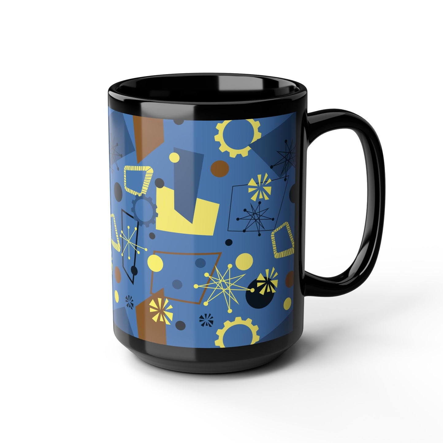 Mid-Century Modern Abstract Pattern Mug — Retro Geometric Coffee Cup (11oz/15oz)