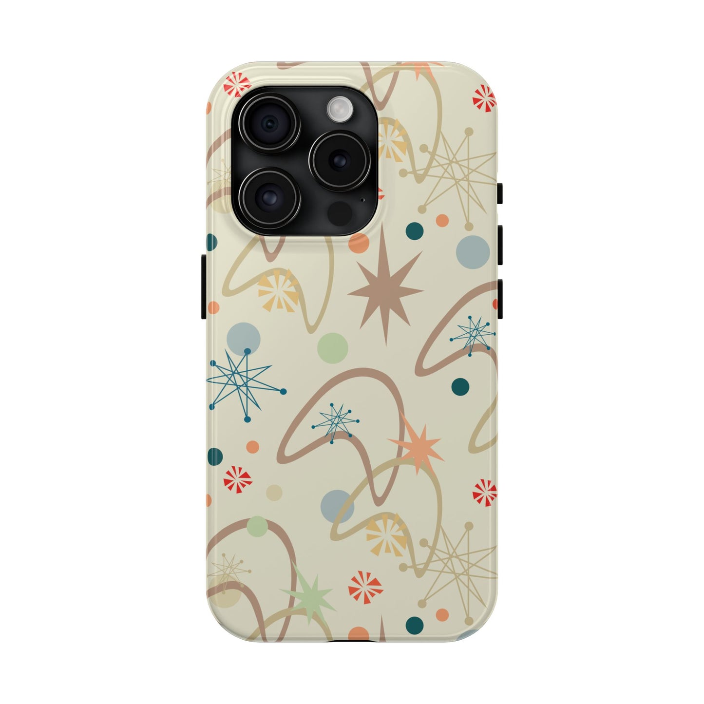 1950s Atomic Age Retro Pattern in Tan Tough iPhone Cases