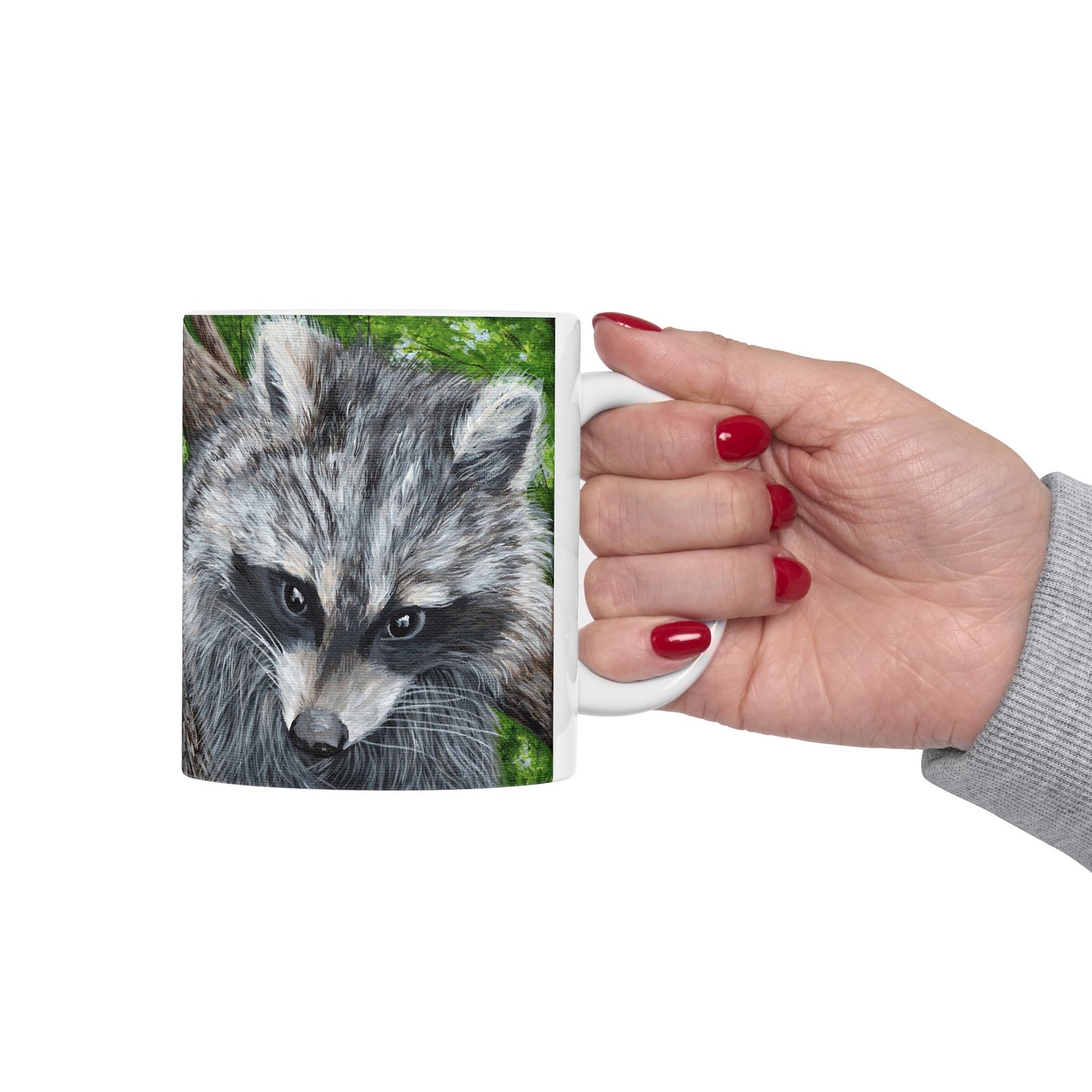 Raccoon Art Ceramic Mug — Forest Wildlife Coffee Cup (11oz & 15oz)