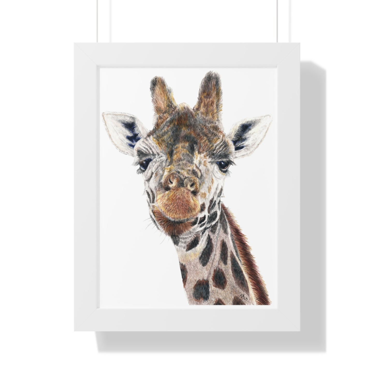 Colored Pencil Giraffe Framed Vertical Poster