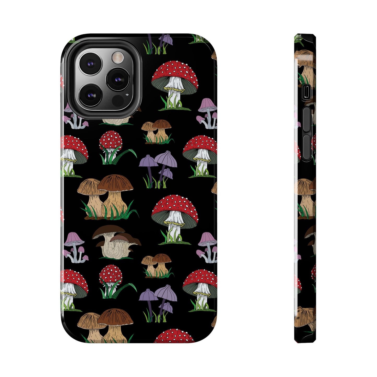 Mushroom Pattern on Black Tough iPhone Cases