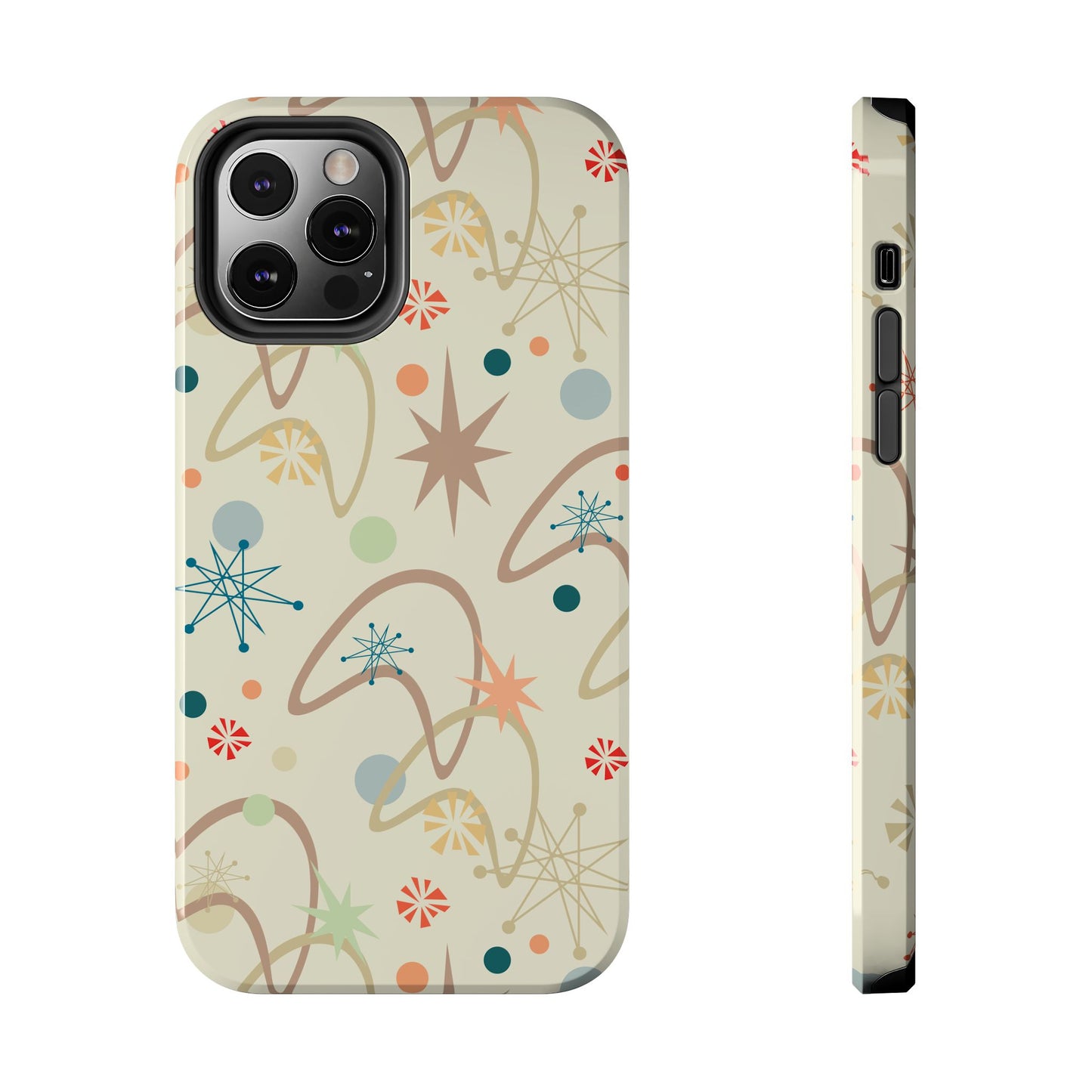 1950s Atomic Age Retro Pattern in Tan Tough iPhone Cases