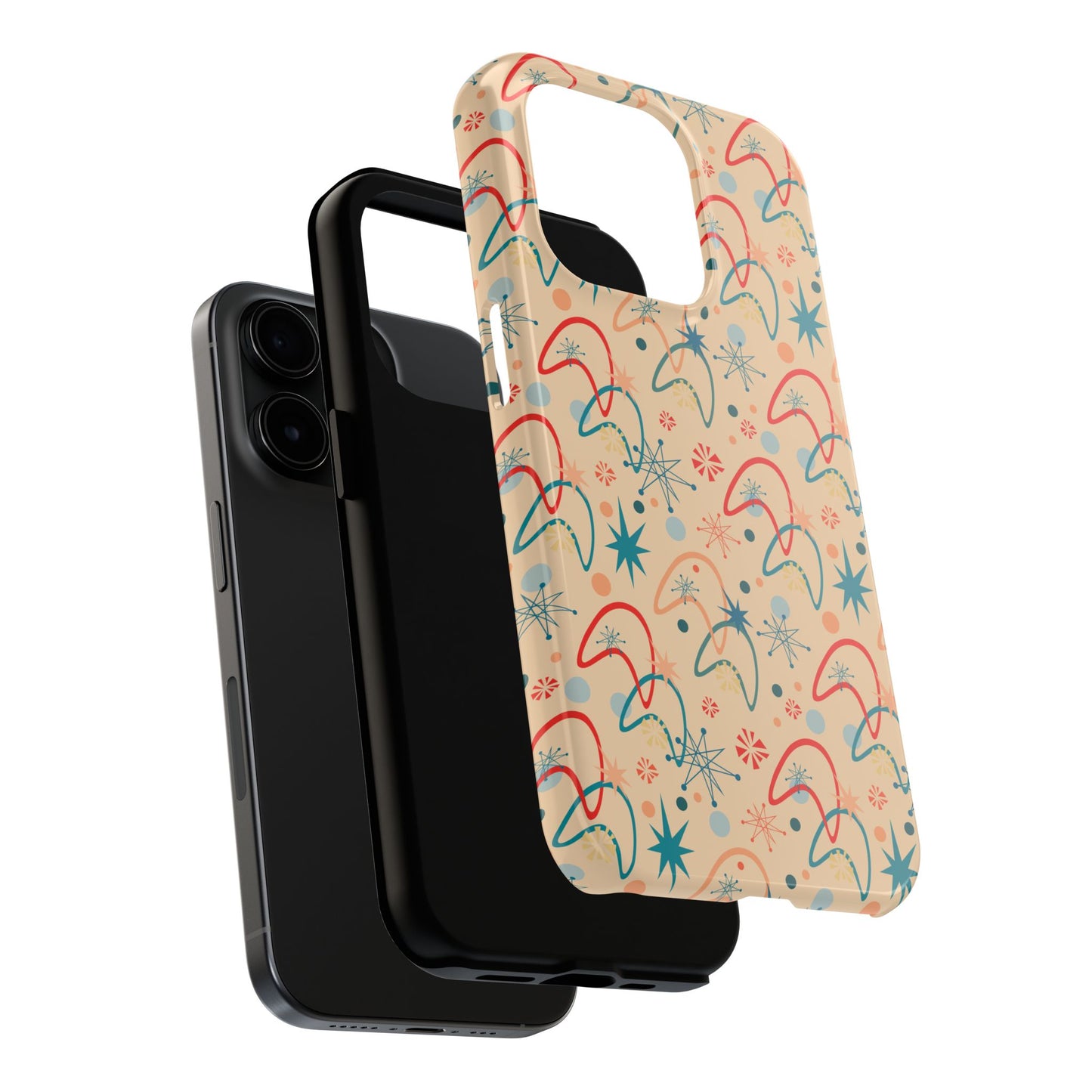 1950s Atomic Age Retro Pattern in Beige Tough iPhone Case