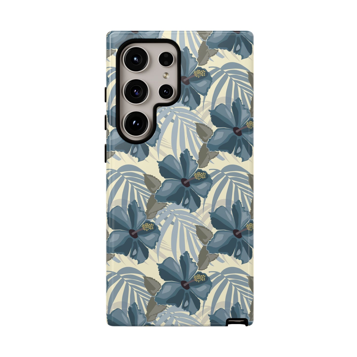 Blue Hibiscus in Earth Tones Tough Phone Cases