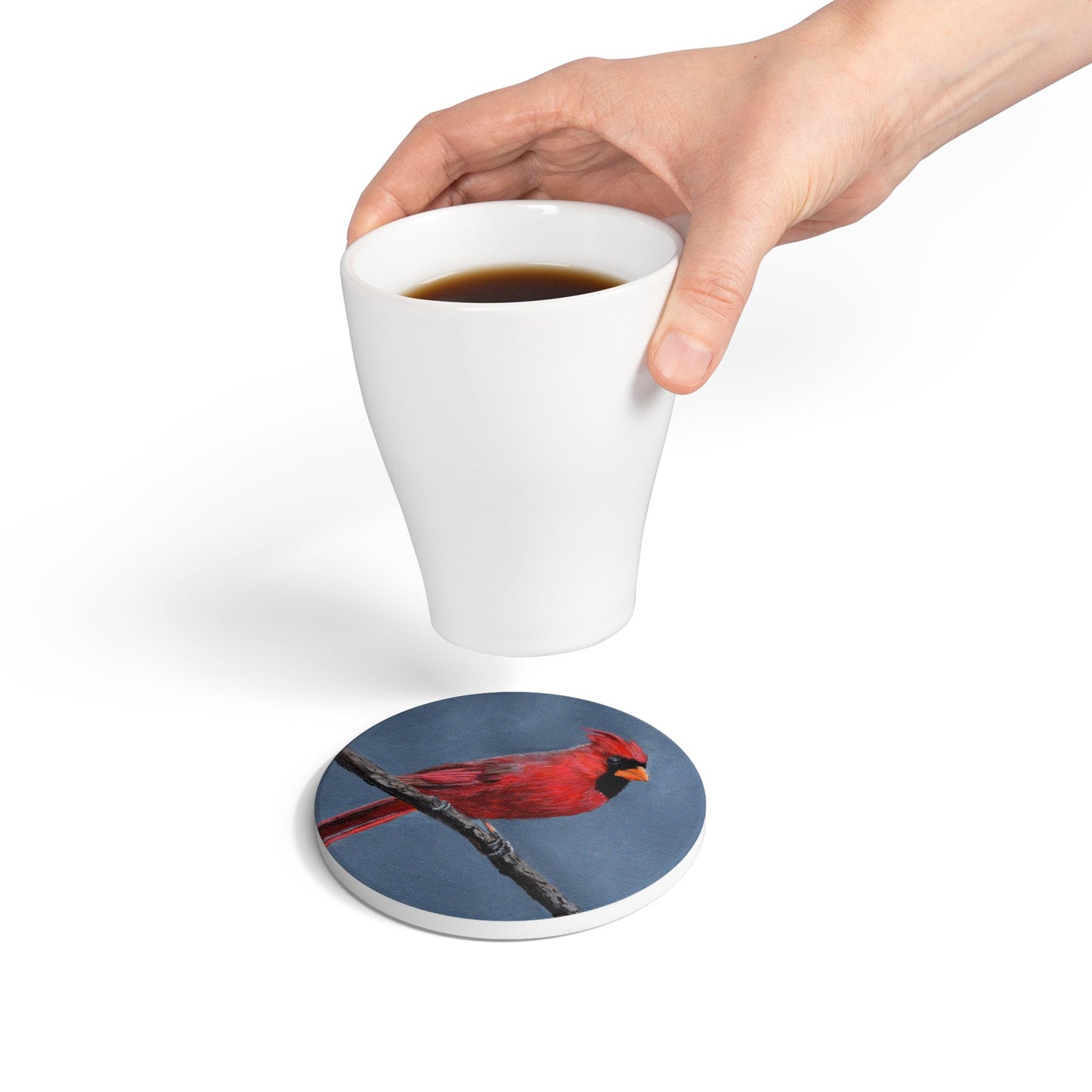 Cardinal Ceramic Coaster – Red Bird Nature Drink Coaster