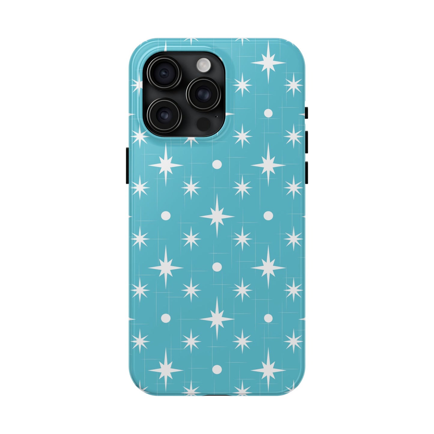 1950s Retro Star Pattern on Blue Tough iPhone Cases