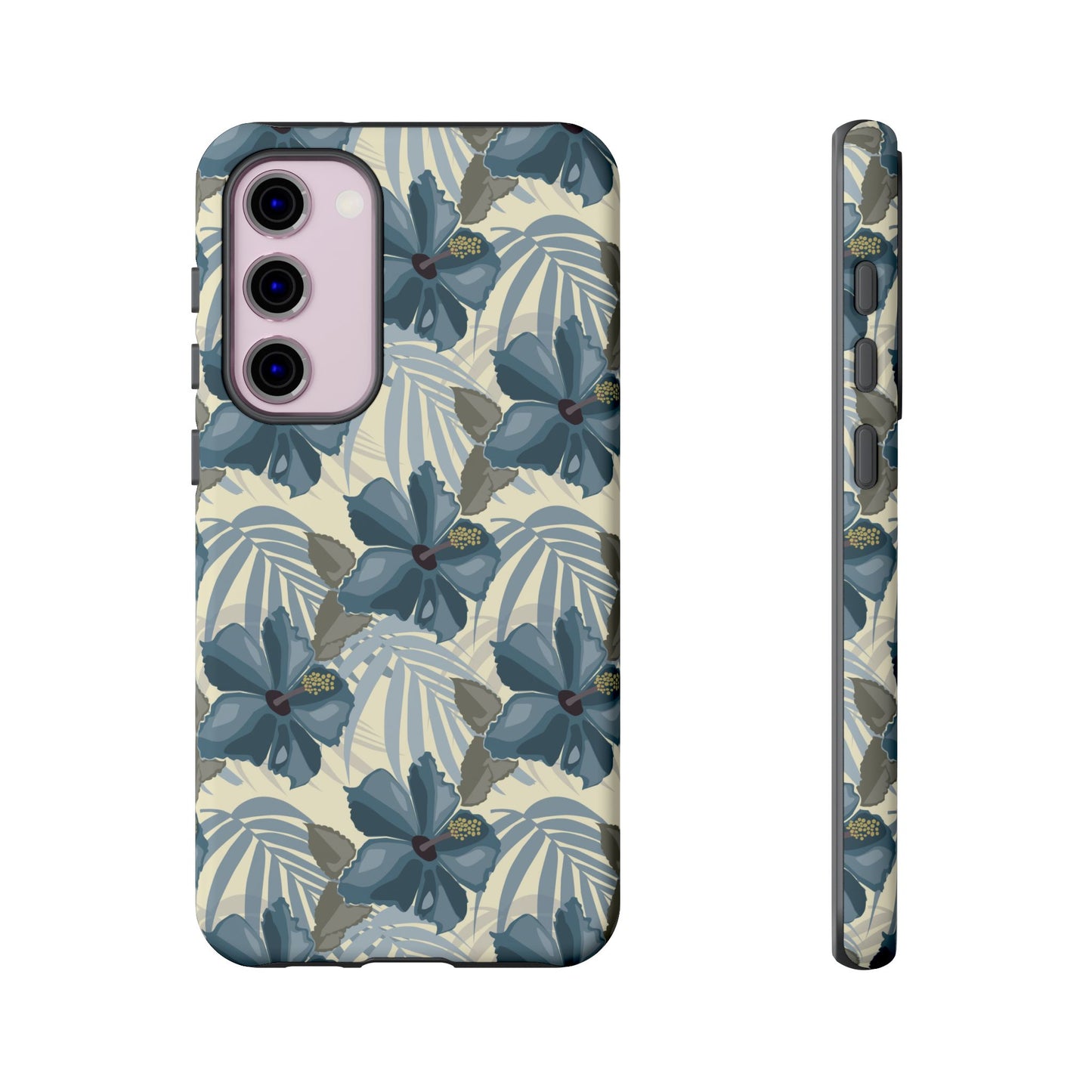 Blue Hibiscus in Earth Tones Tough Phone Cases