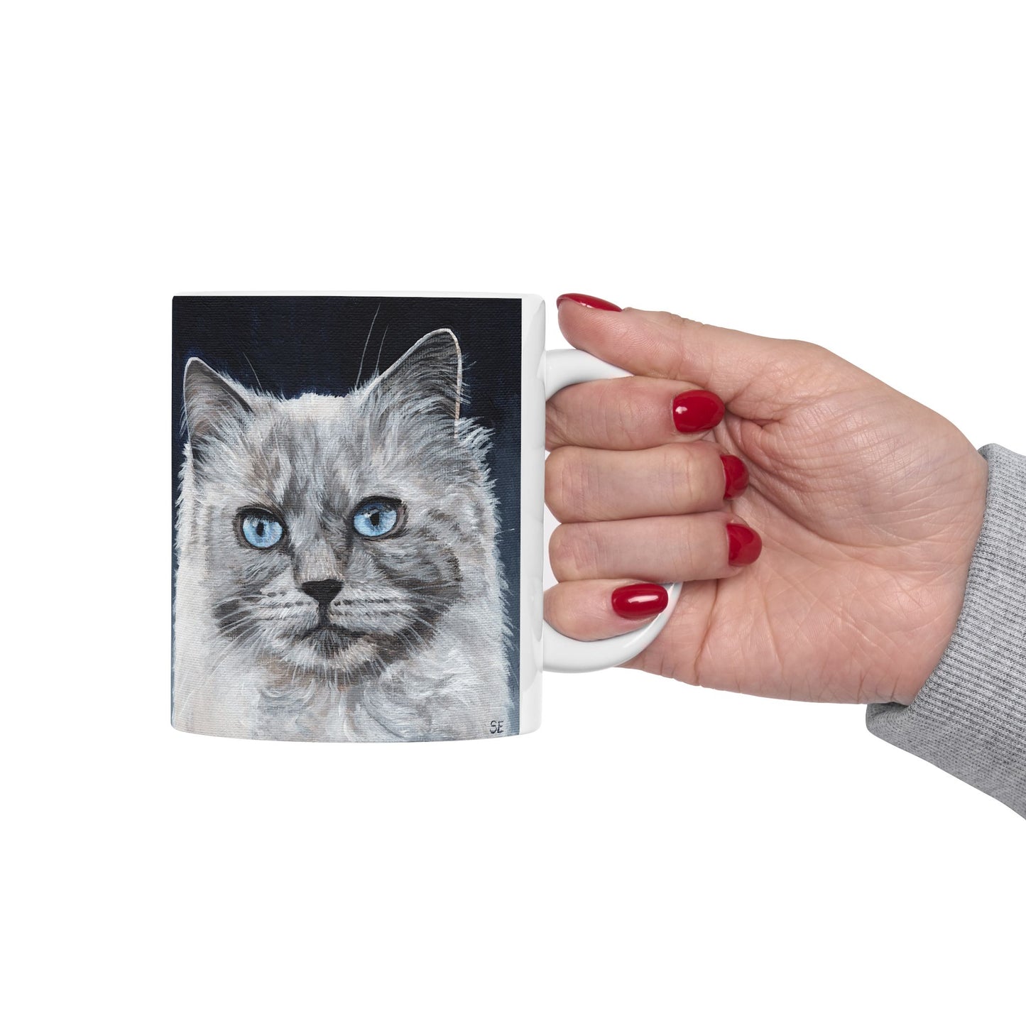 Ragdoll Cat Ceramic Mug — Blue-Eyed Cat Portrait Coffee Cup (11oz & 15oz)